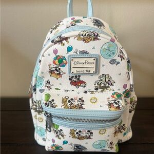 Loungefly White & Light Blue Disney Parks Mini Backpack